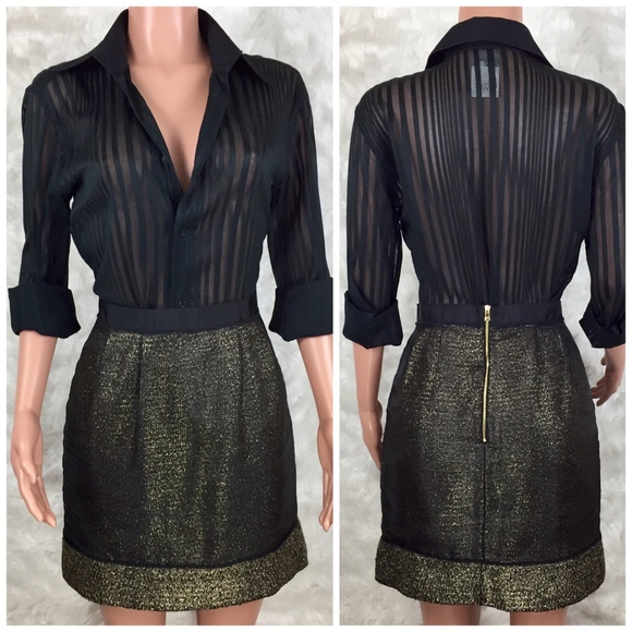 Ann Taylor Loft Gold Tweed Taffeta Overlay Skirt - Picture 2 of 8